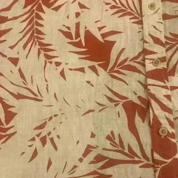 St. John's Bay Leaf Palm Print Button Down Shirt Red & White Men size XXL 2XL - Picture 2 of 9
